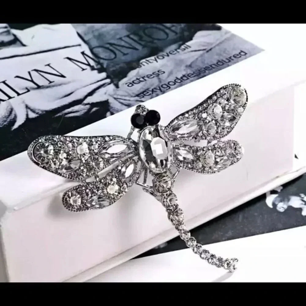 Crystal Vintage Dragonfly Brooches for Women Large Insect Brooch NWBOX